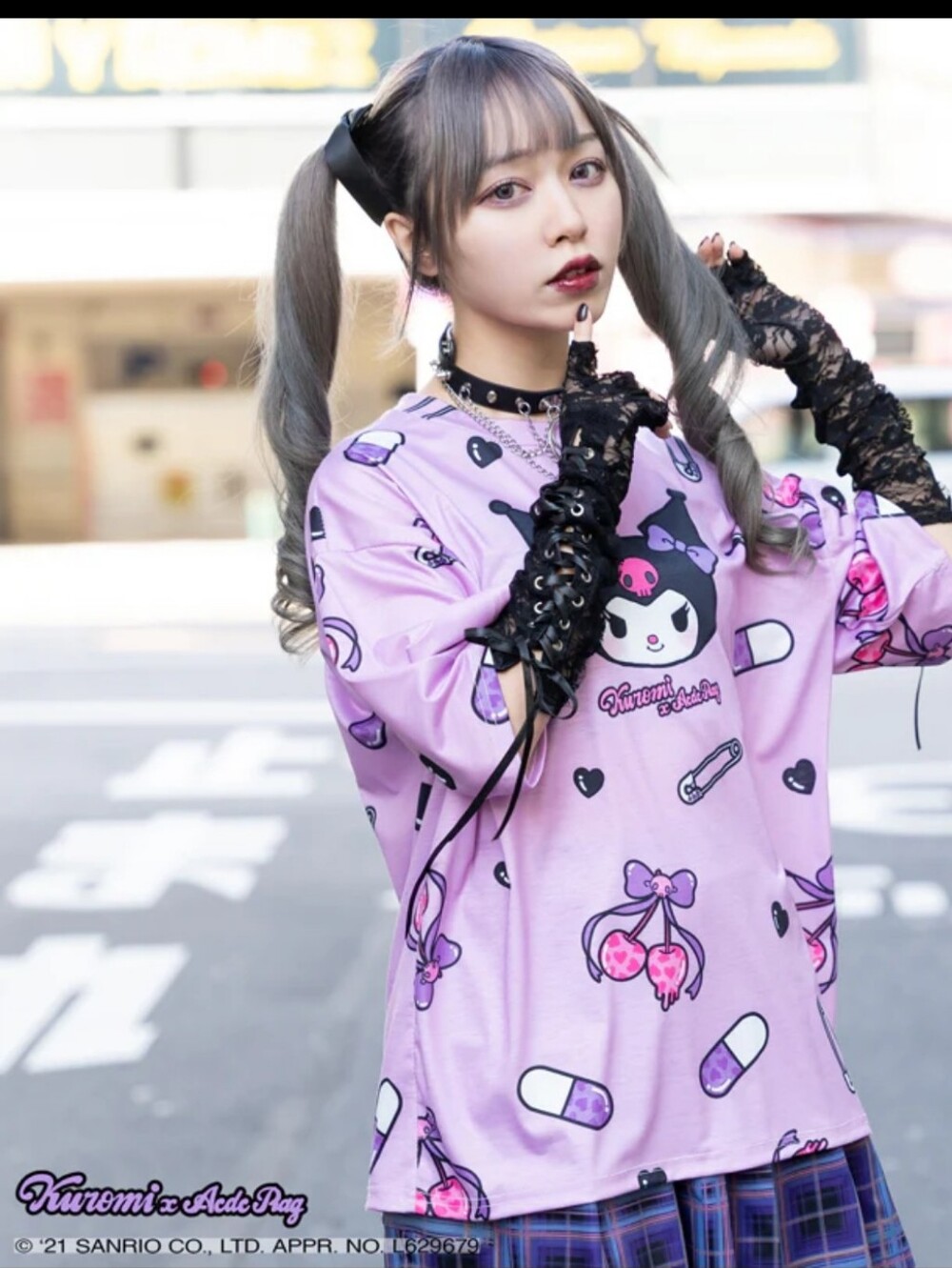 NEW Sanrio x ACDC RAG Kuromi oversized  Yami Kawaii‎ purple unisex tee shirt